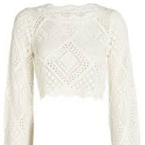 RONNY KOBO GALLIA CROCHET KNIT TERRY TOP